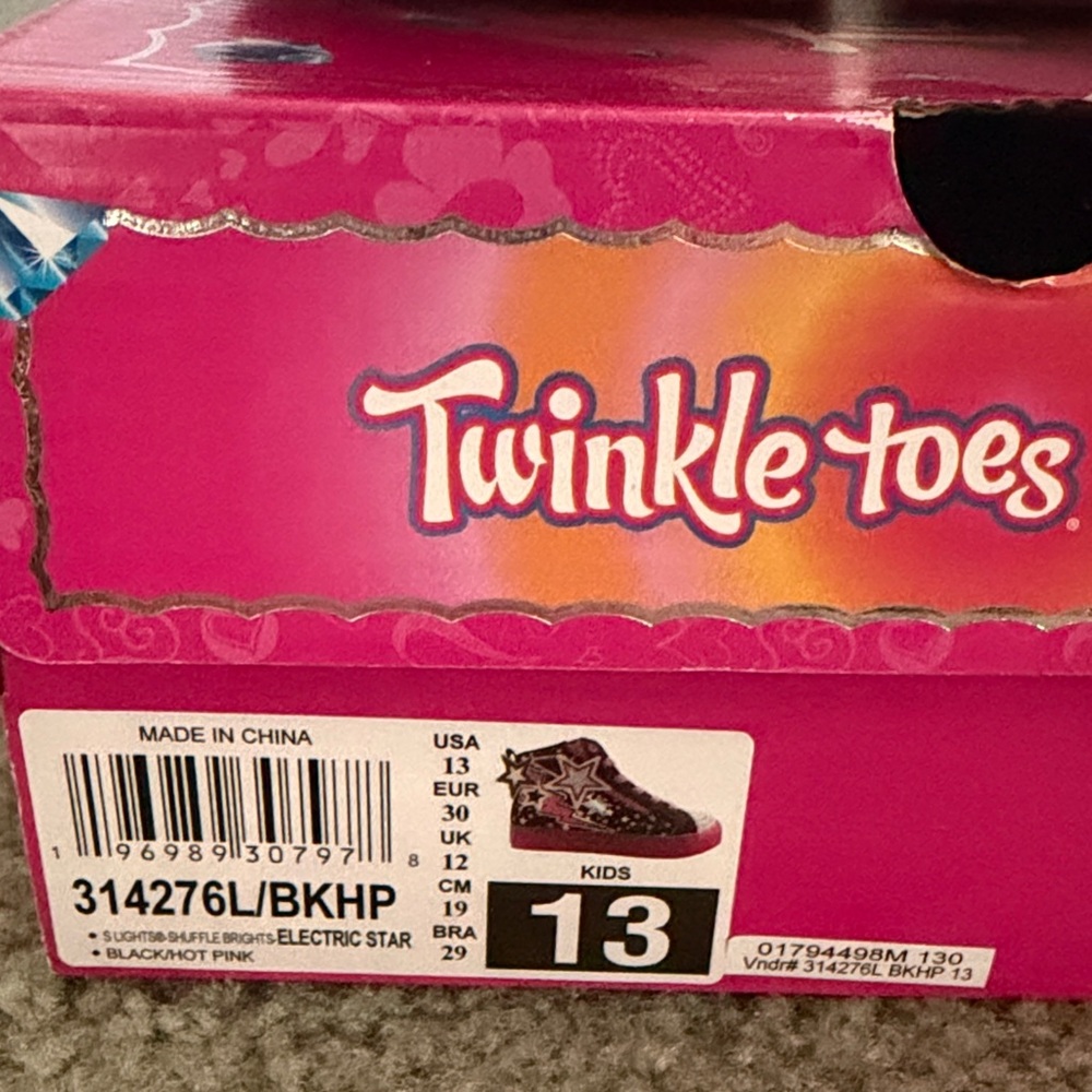 Skechers Twinkle Toes Kids Sneakers - Pink and Black - Picture 8 of 9